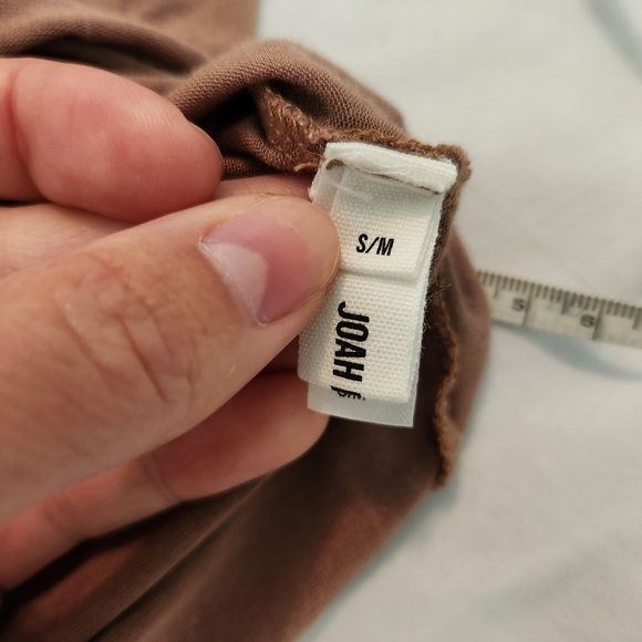 Joah Brown Tan Drape Neck Crop Top - Picture 5 of 9